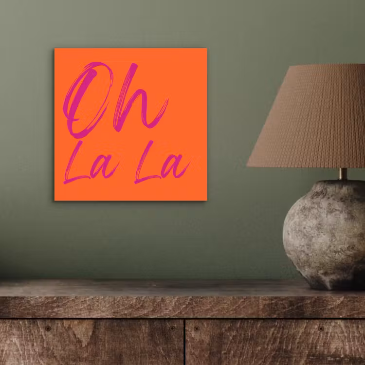 Oh la la - Oranje - Roze - Grafisch aluminium wit klein -sfeer2