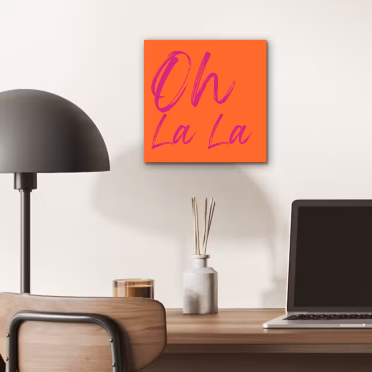 Oh la la - Oranje - Roze - Grafisch aluminium wit klein -sfeer5