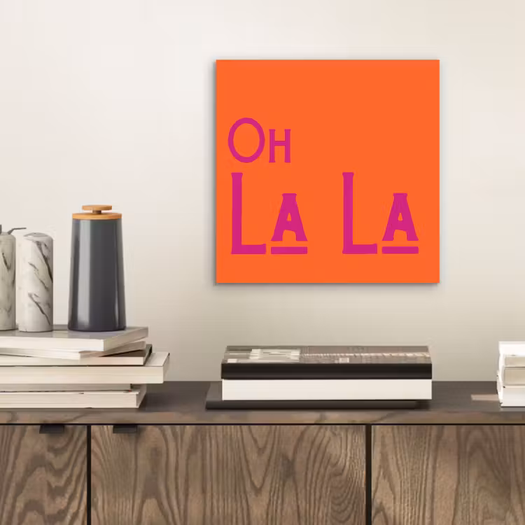 Oh la la - Oranje - Roze - Scheeflettertype aluminium wit klein -sfeer1