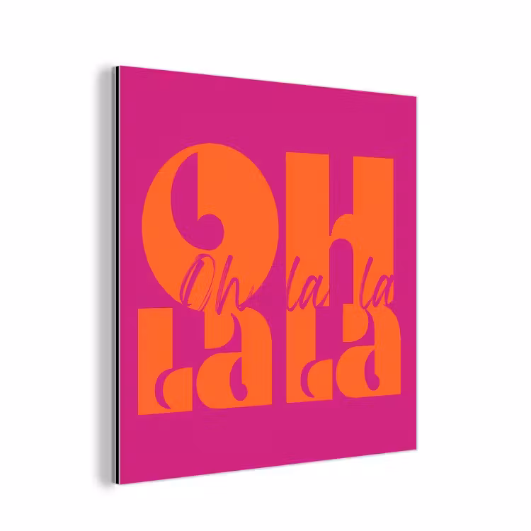Oh la la - Roze - Oranje - Gestapelde letters aluminium wit klein -3d