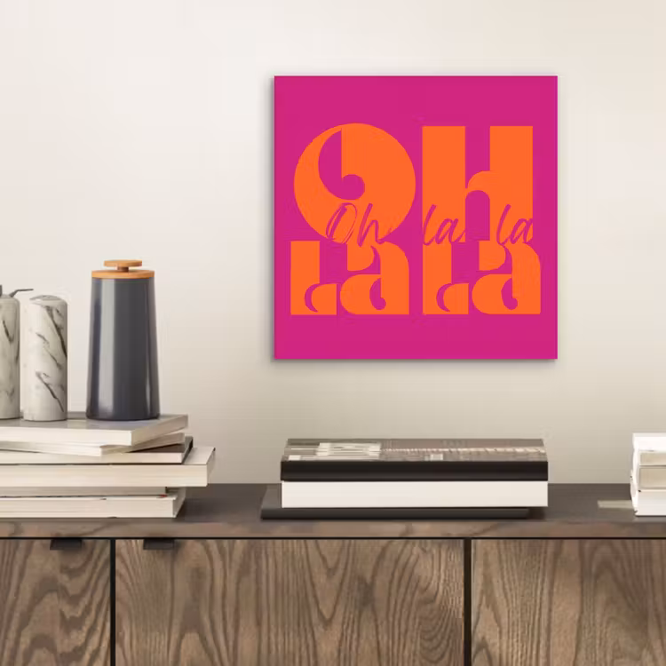 Oh la la - Roze - Oranje - Gestapelde letters aluminium wit klein -sfeer1