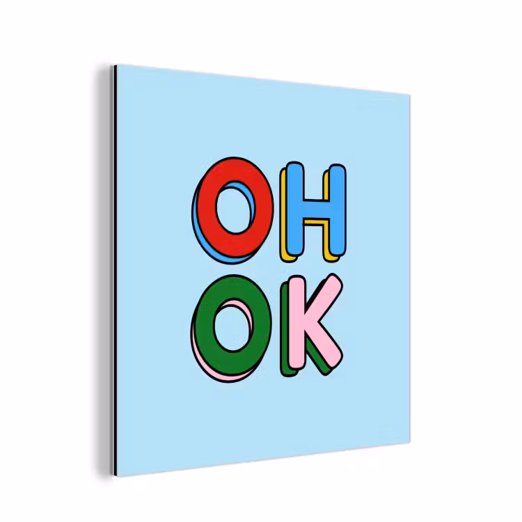 Oh ok - Blauw - Kleurrijk aluminium wit klein -3d