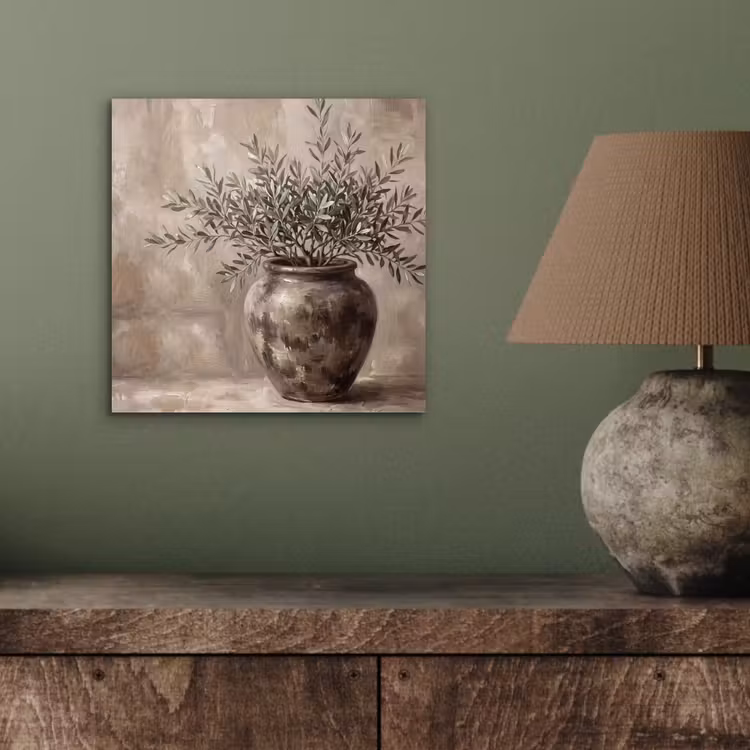 Olijfplant - Aardenpot - Abstract - Beige aluminium wit klein -sfeer2