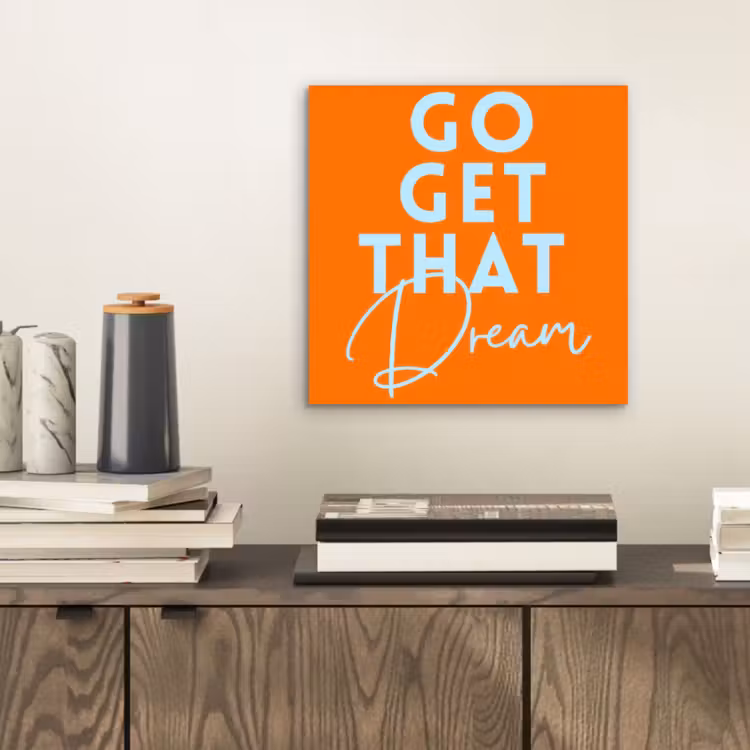 Oranje - Blauw - Go get that dream aluminium wit klein -sfeer1
