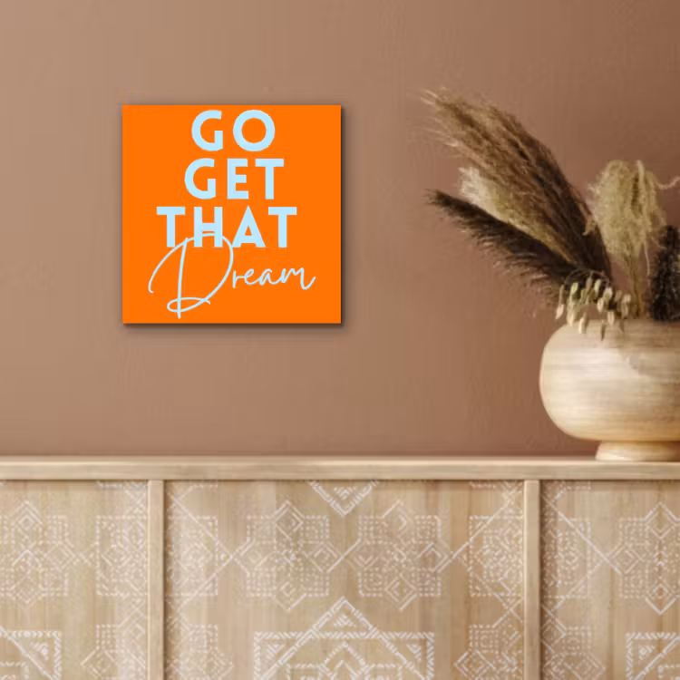 Oranje - Blauw - Go get that dream aluminium wit klein -sfeer4