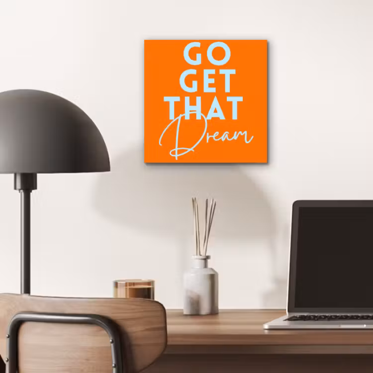 Oranje - Blauw - Go get that dream aluminium wit klein -sfeer5