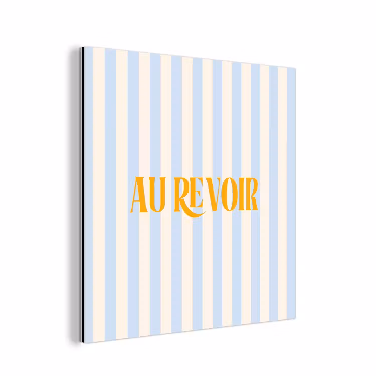 Oranje - Blauw - Strepen - Au revoir aluminium wit klein -3d