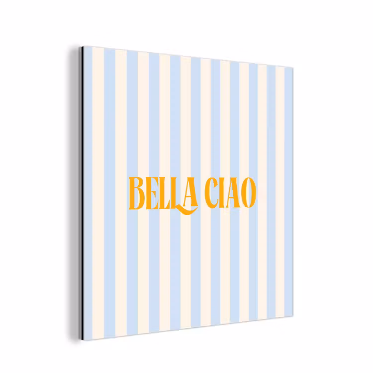 Oranje - Blauw - Strepen - Bella ciao aluminium wit klein -3d