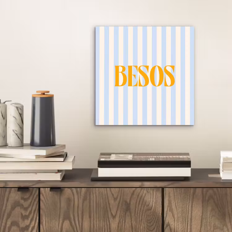 Oranje - Blauw - Strepen - Besos aluminium wit klein -sfeer1