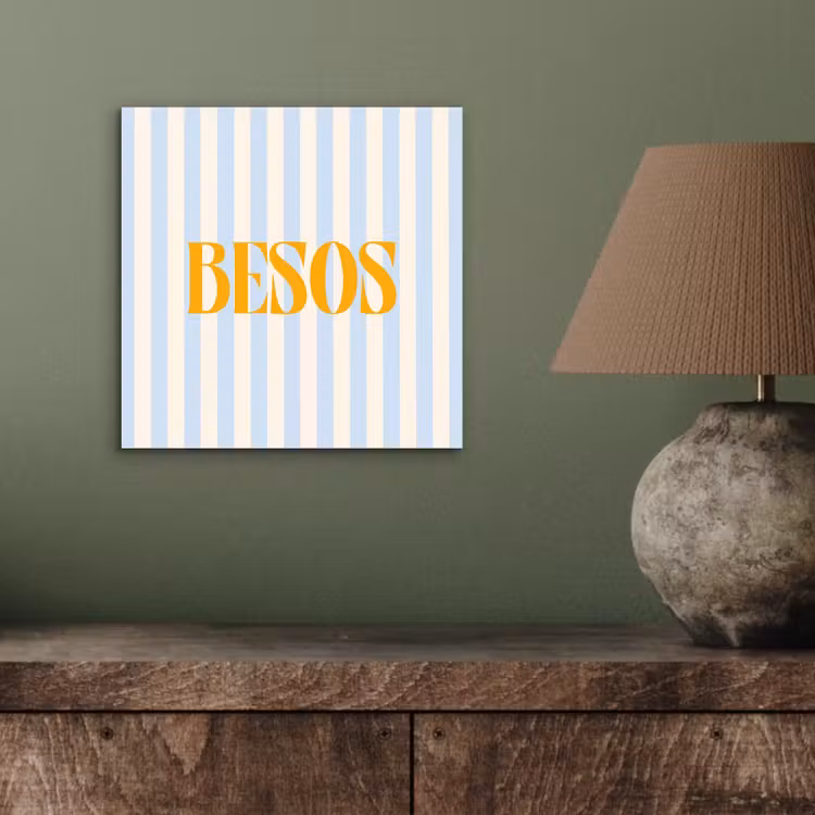 Oranje - Blauw - Strepen - Besos aluminium wit klein -sfeer2
