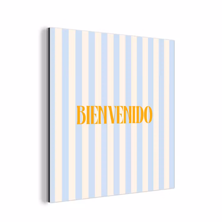 Oranje - Blauw - Strepen - Bienvenido aluminium wit klein -3d