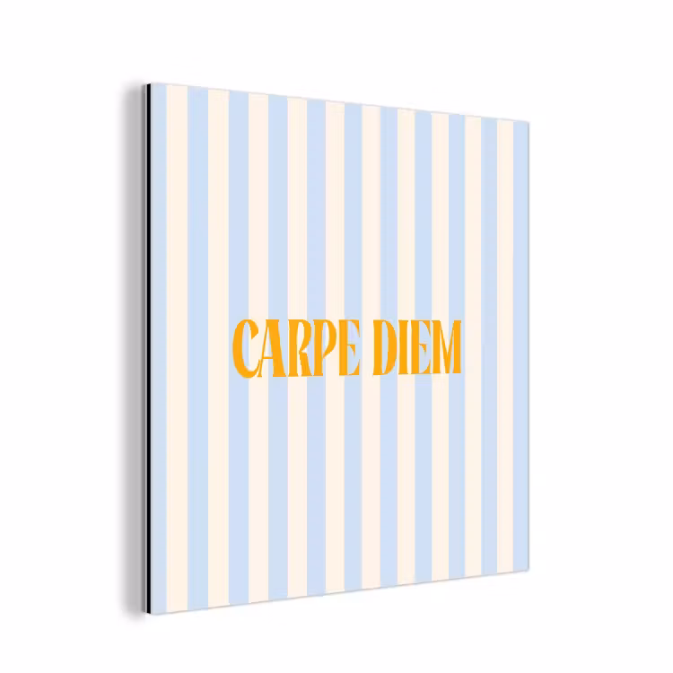 Oranje - Blauw - Strepen - Carpe diem aluminium wit klein -3d