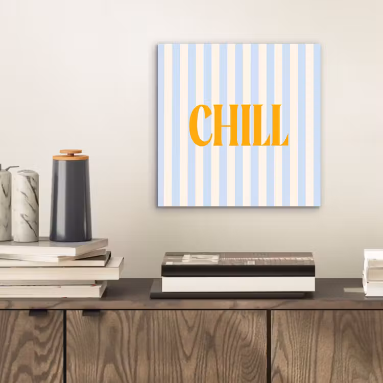 Oranje - Blauw - Strepen - Chill aluminium wit klein -sfeer1