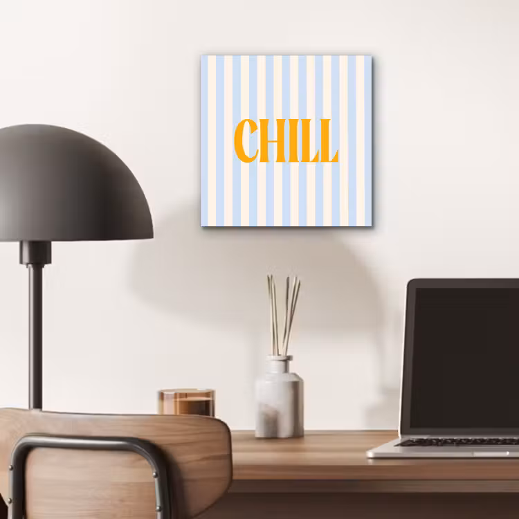 Oranje - Blauw - Strepen - Chill aluminium wit klein -sfeer5