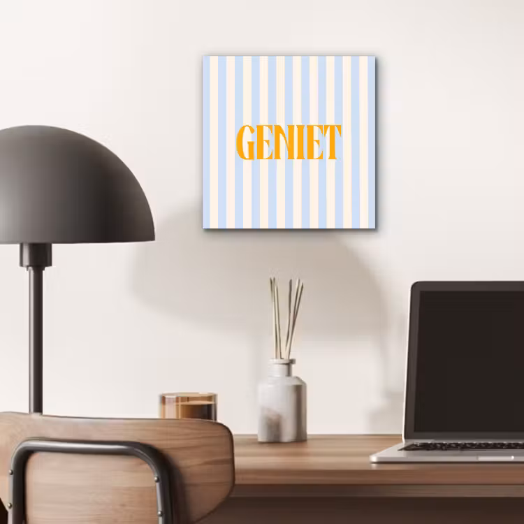 Oranje - Blauw - Strepen - Geniet aluminium wit klein -sfeer5