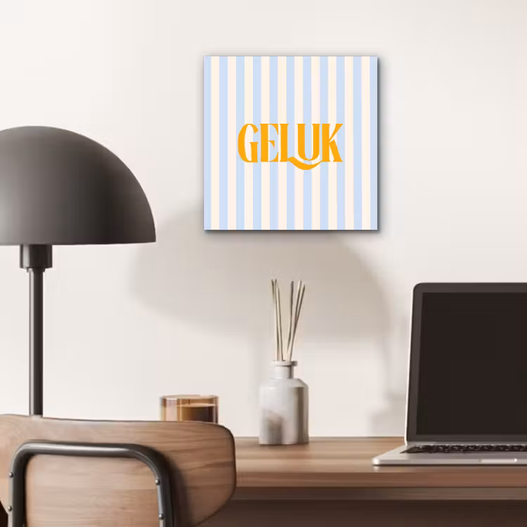 Oranje - Blauw - Strepen - Geluk aluminium wit klein -sfeer5
