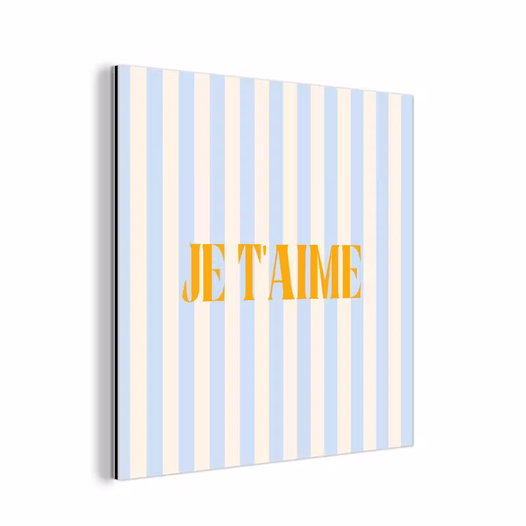 Oranje - Blauw - Strepen - Je t'aime aluminium wit klein -3d