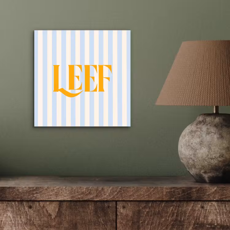 Oranje - Blauw - Strepen - Leef aluminium wit klein -sfeer2