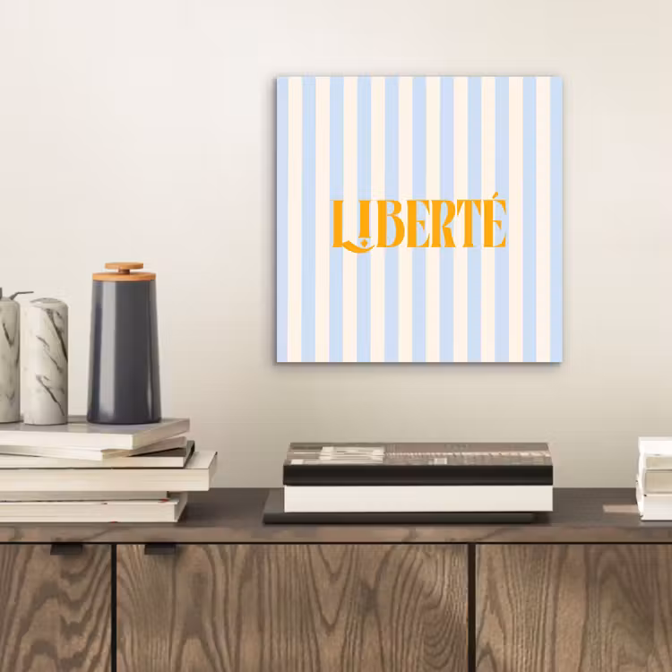 Oranje - Blauw - Strepen - Liberté aluminium wit klein -sfeer1