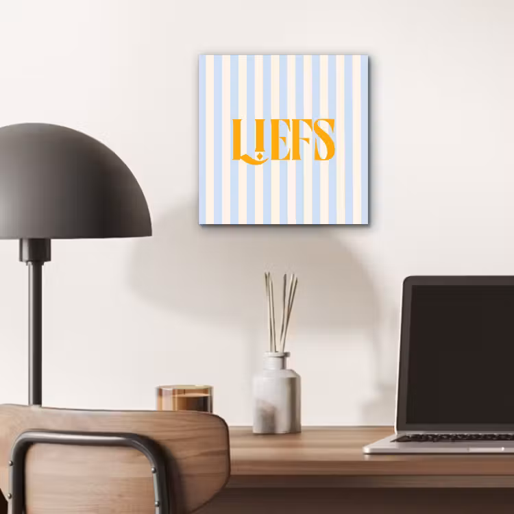 Oranje - Blauw - Strepen - Liefs aluminium wit klein -sfeer5