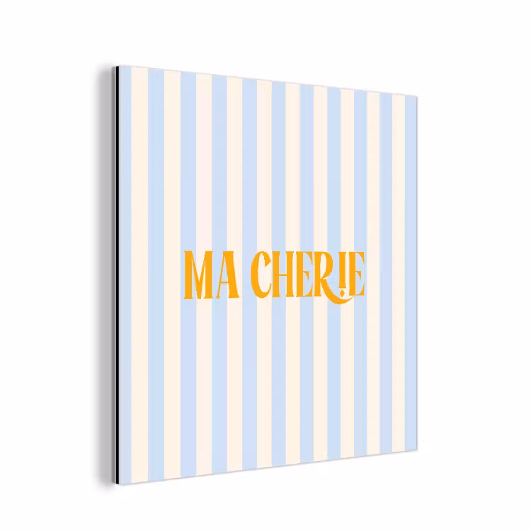 Oranje - Blauw - Strepen - Ma cherie aluminium wit klein -3d