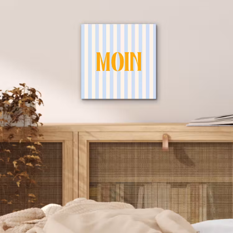 Oranje - Blauw - Strepen - Moin aluminium wit klein -sfeer3
