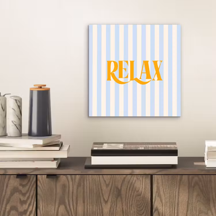 Oranje - Blauw - Strepen - Relax aluminium wit klein -sfeer1