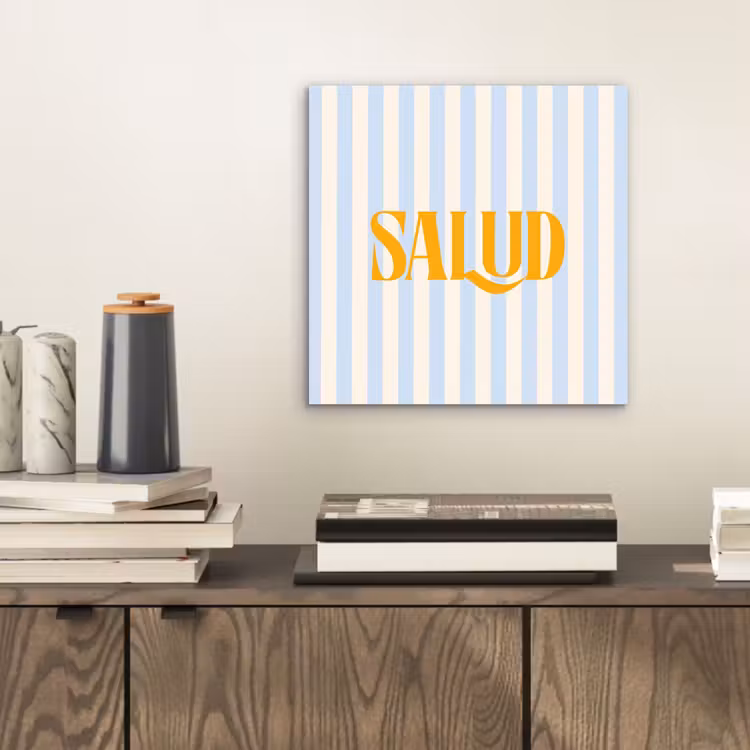 Oranje - Blauw - Strepen - Salud aluminium wit klein -sfeer1