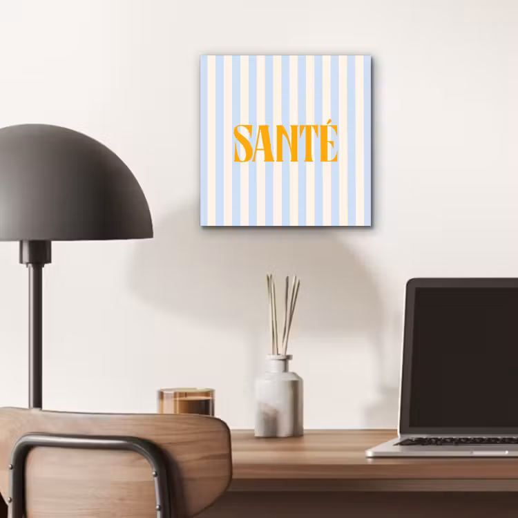 Oranje - Blauw - Strepen - Santé aluminium wit klein -sfeer5