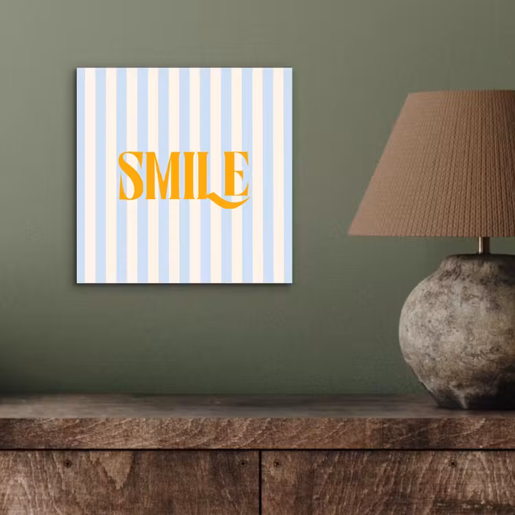 Oranje - Blauw - Strepen - Smile aluminium wit klein -sfeer2