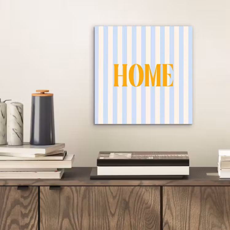 Oranje - Blauw - Strepen - Home aluminium wit klein -sfeer1