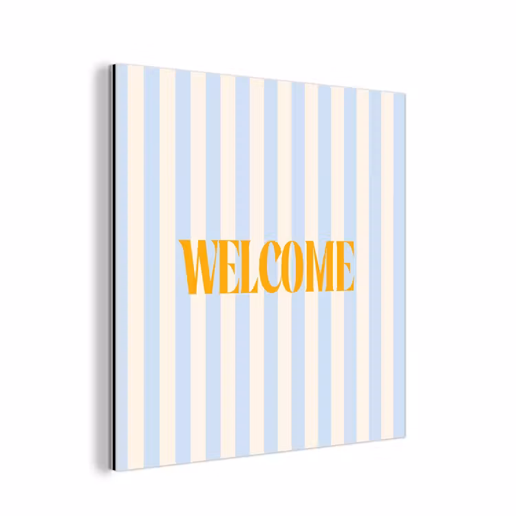 Oranje - Blauw - Strepen - Welcome aluminium wit klein -3d