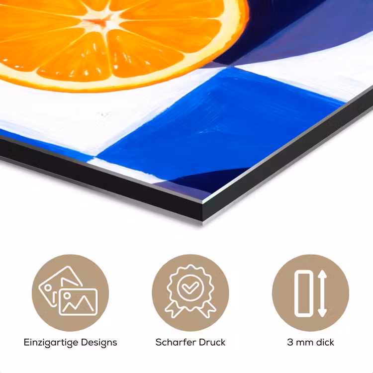 Alu-Dibond-Bild - Orange – Kariert – Essen - Sinaasappel - Geruit - Eten aluminium wit klein