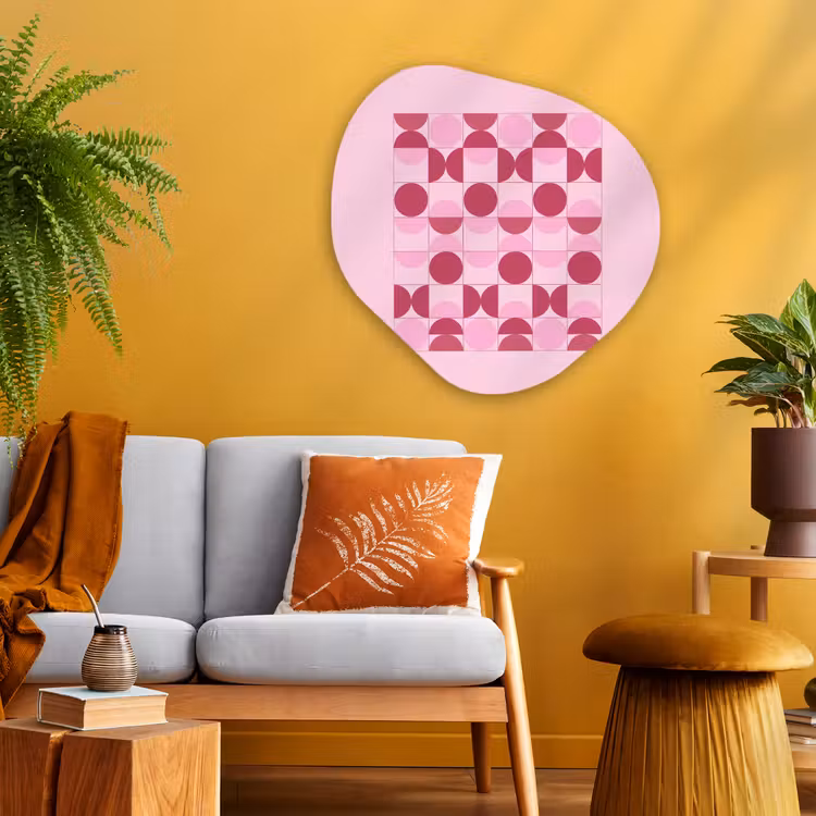 Abstract - Geometrisch - Cirkels - Roze - Modern Wandcirkel Organisch Aluminium middel -sfeer4