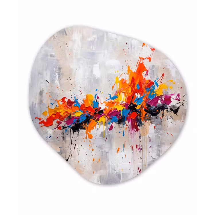 Abstract - Schilderij - Kleurrijk - Dynamisch Wandcirkel Organisch Aluminium middel -3d
