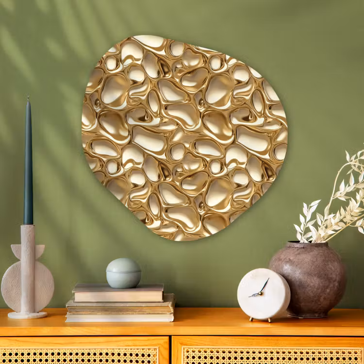 Abstract - Modern - Goud Wandcirkel Organisch Aluminium middel 851 -sfeer2