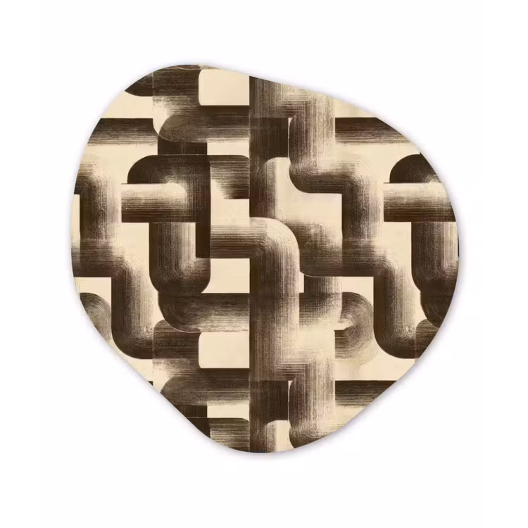 Abstract - Retro - Zwart Wandcirkel Organisch Aluminium middel 851 -3d