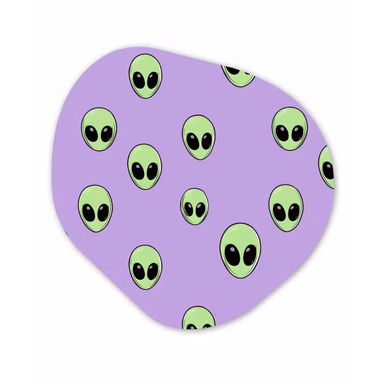 Alien - Retro - Lila Wandcirkel Organisch Aluminium middel 851 -3d