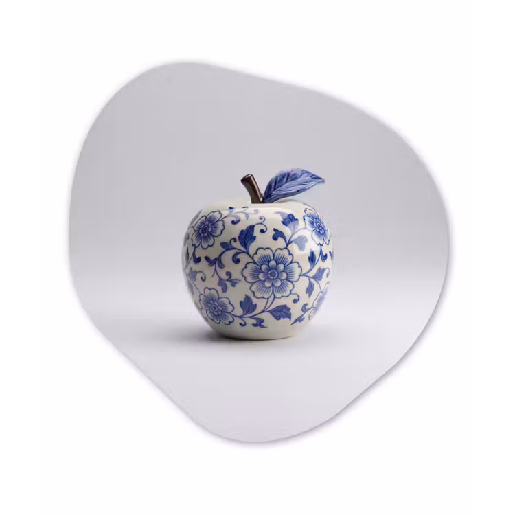 Appel - Blauw - Klassiek Wandcirkel Organisch Aluminium middel -3d