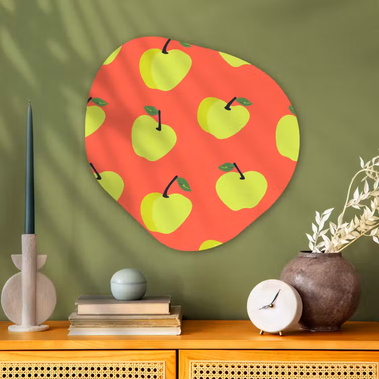 Appels - Modern - Groen Wandcirkel Organisch Aluminium middel 851 -sfeer2