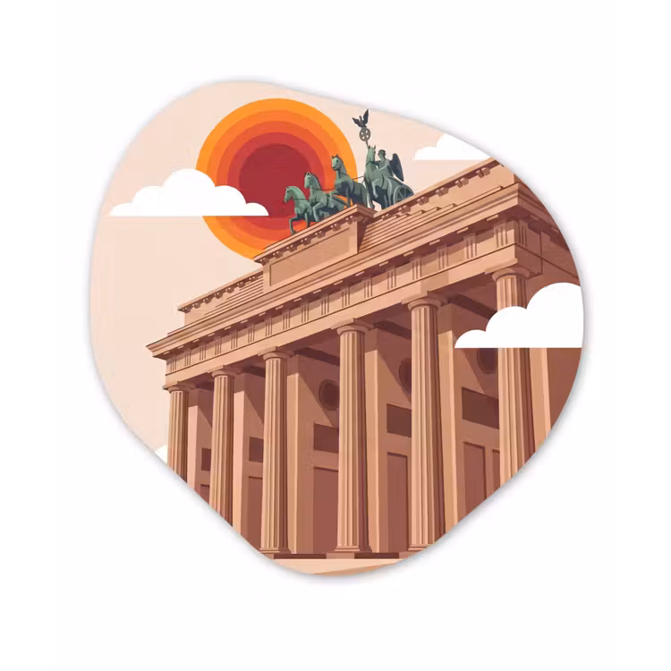 Architectuur - Brandenburg - Berlijn - Zonsondergang - Historisch Wandcirkel Organisch Aluminium middel -3d