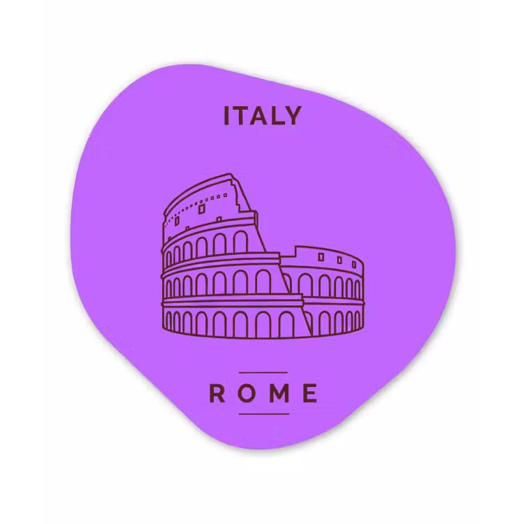 Architectuur - Colosseum - Rome - Minimalistisch - Paars Wandcirkel Organisch Aluminium middel -3d