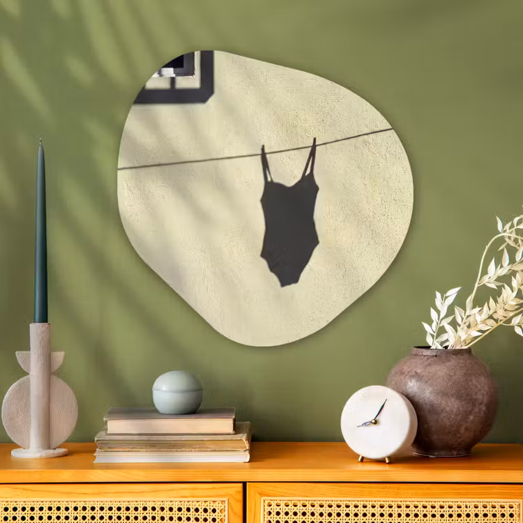 Badpak - Schaduw - Muur - Zomer - Minimalistisch Wandcirkel Organisch Aluminium middel -sfeer2