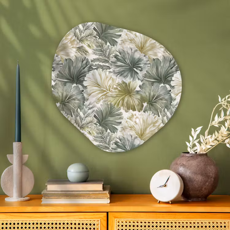 Bladeren - Botanisch - Groen Wandcirkel Organisch Aluminium middel 851 -sfeer2