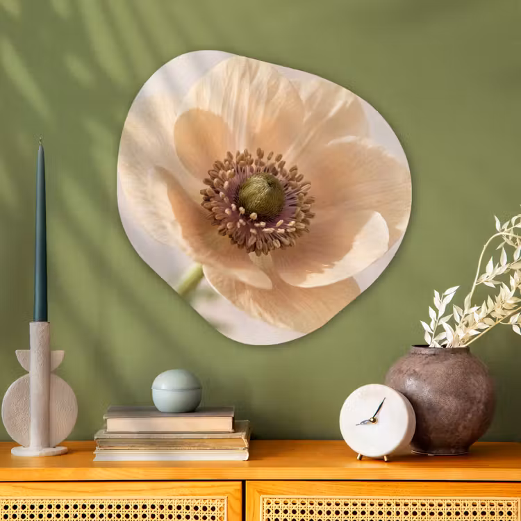 Bloem - Minimalistisch - Groen Wandcirkel Organisch Aluminium middel -sfeer2