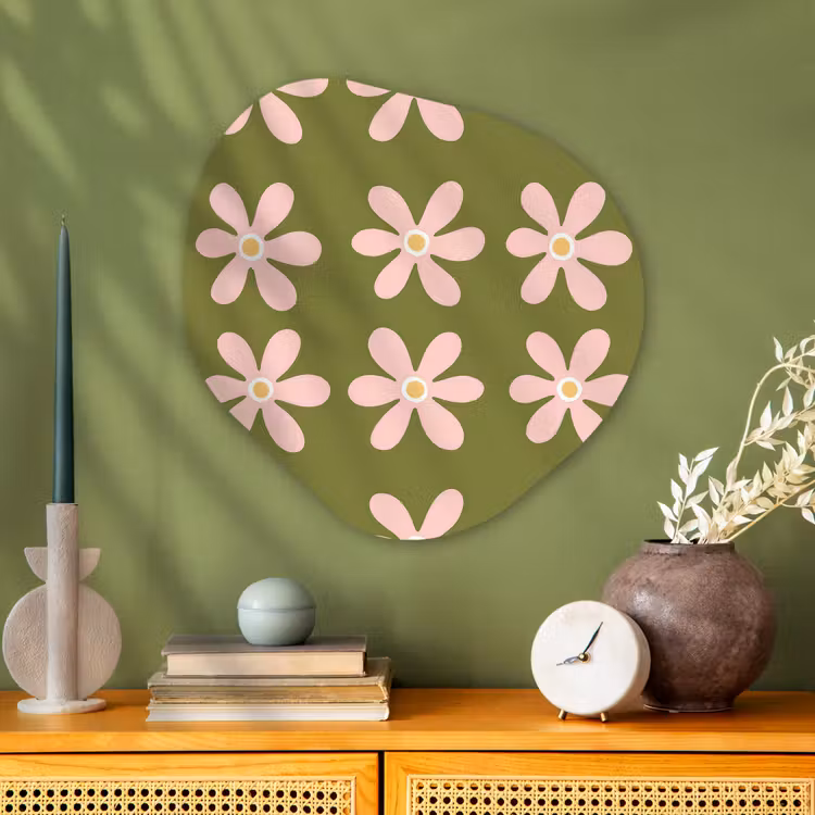 Bloem - Modern - Groen Wandcirkel Organisch Aluminium middel 851 -sfeer2