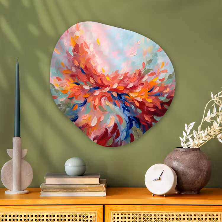 Bloemen - Abstract - Kunst - Modern Wandcirkel Organisch Aluminium middel -sfeer2
