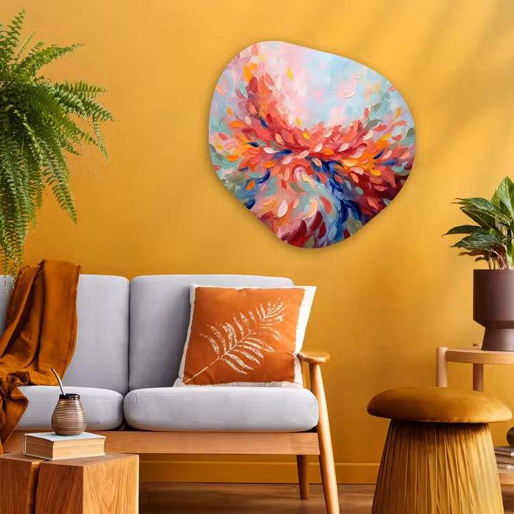 Bloemen - Abstract - Kunst - Modern Wandcirkel Organisch Aluminium middel -sfeer4
