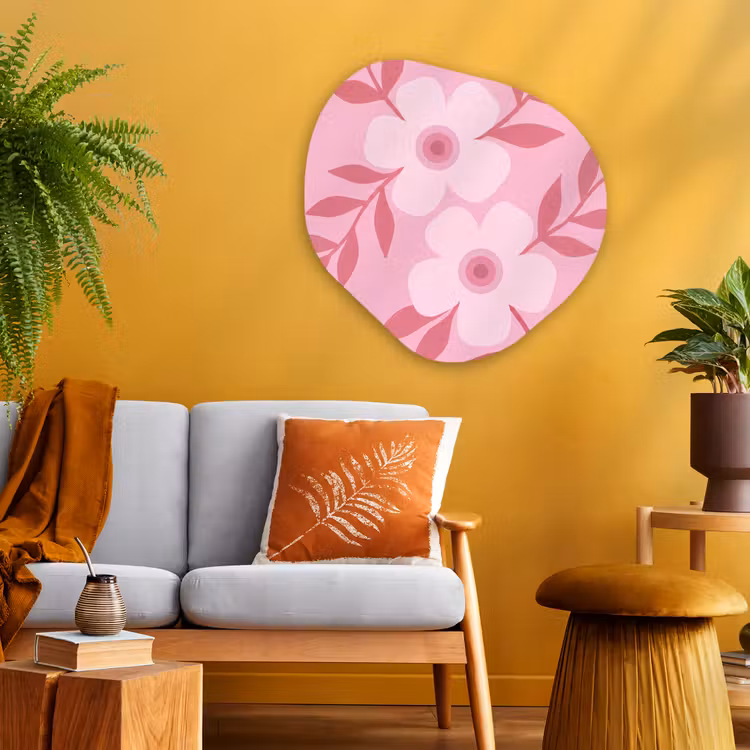 Bloemen - Abstract - Modern - Roze - Natuur Wandcirkel Organisch Aluminium middel -sfeer4