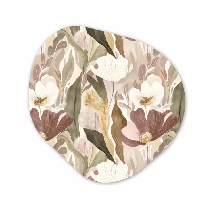 Bloemen - Aquarel - Kleurrijk Wandcirkel Organisch Aluminium middel 851 -3d
